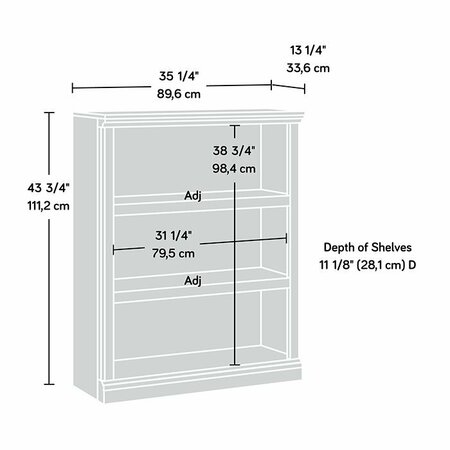 Sauder 3 Shelf Bookcase Ooa , Two adjustable shelves for flexible storage options 410372